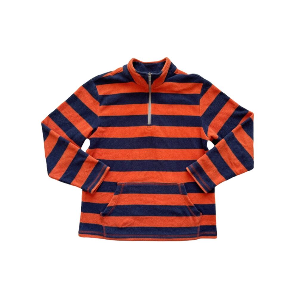Hanna Andersson Striped Micro Fleece Zip Neck Pullover Size 10